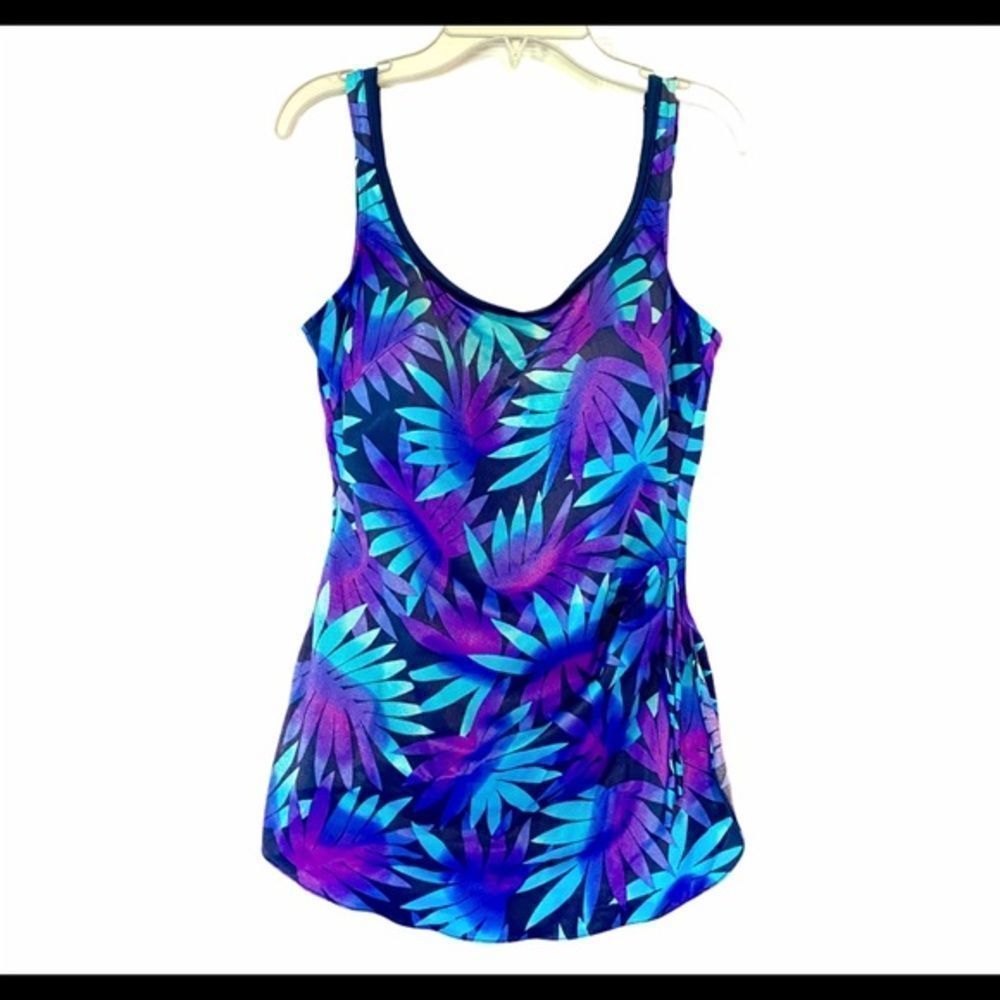 Mainstream Vintage 14 Purple Blue Tankini Swim Top